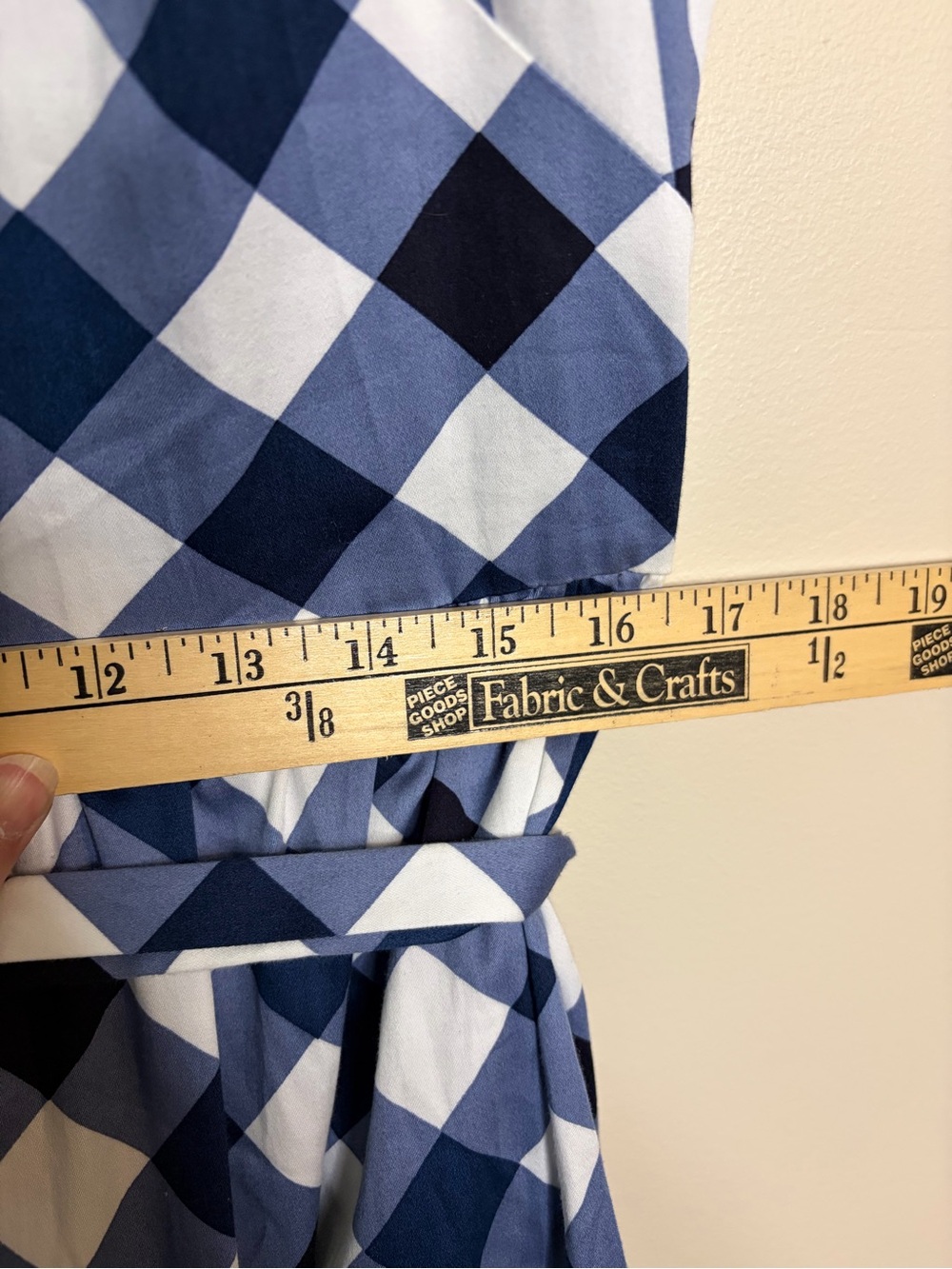 Tommy Hilfiger Navy and White Gingham Tie-Waist Midi Dress #1261 - Picture 13 of 14